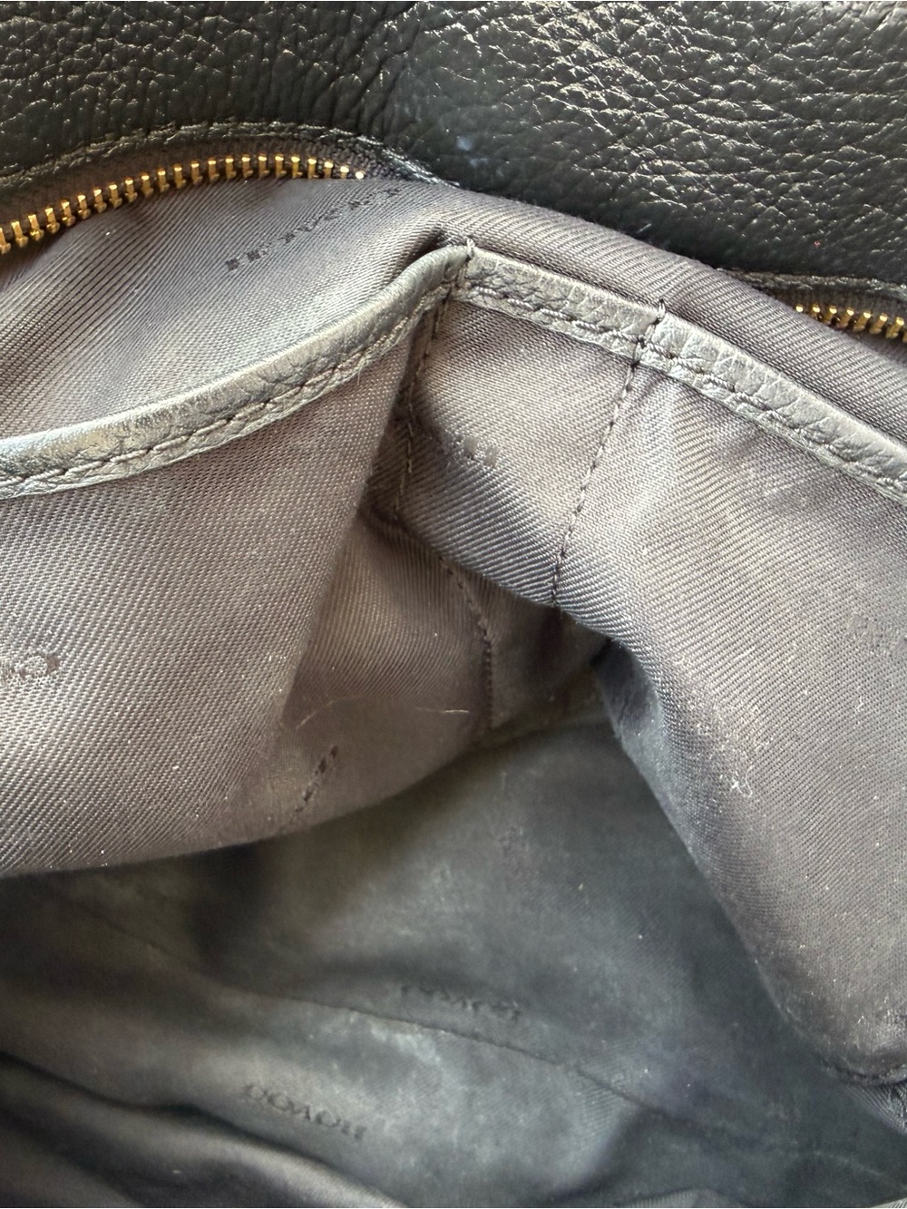 Coach Black Pebbled Leather Tote with Gold Chain Straps - Picture 14 of 16